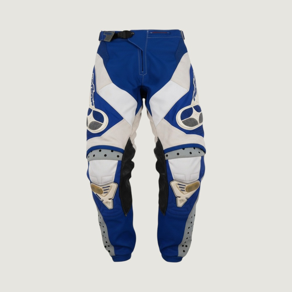 No Fear Attack Motocross Pants Mens 32 Blue White Grey Padded Racing Gear